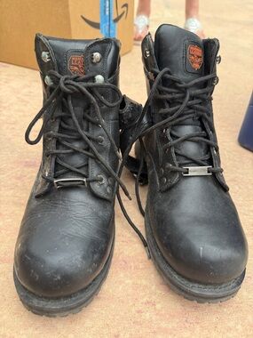 Black Men's Leather Work Boots